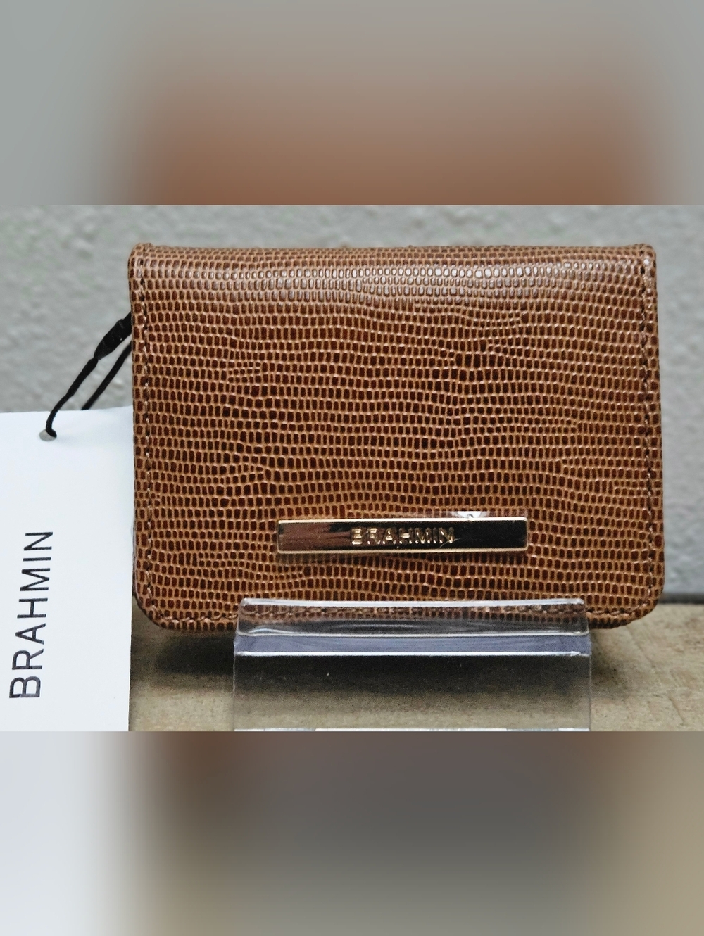 Brahmin Mini Key Wallet Tobacco Lizard Genuine Leather - Picture 5 of 8